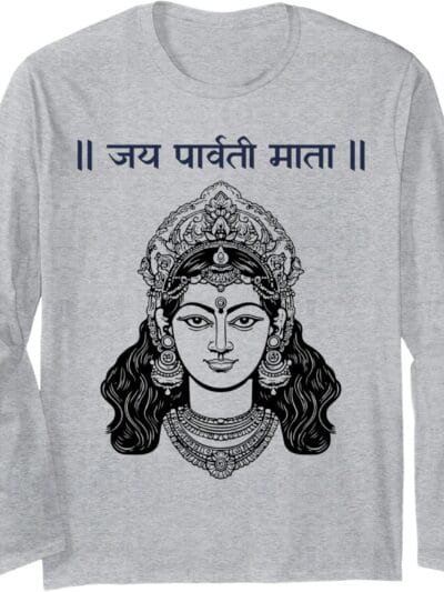 Parvati Mata, ナヴラトリ ヒンドゥー教の女神 ジャイ・パルヴァティ・マタ ヒンディー語 Long Sleeve T-Shirt (Japan)