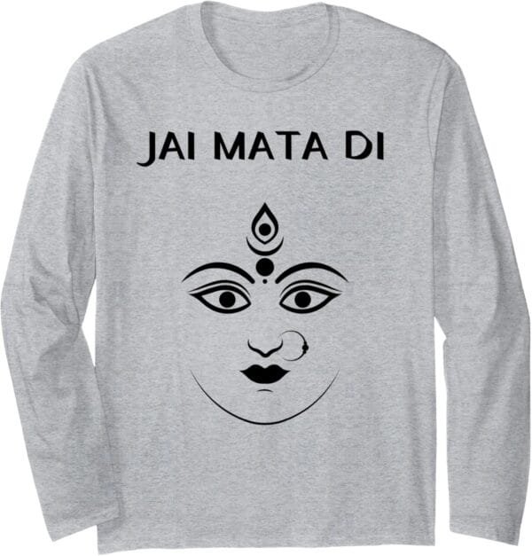 Durga Mata, Navratri Indian Goddess Face Jai Mata Di Pooja Long Sleeve T-Shirt (Italy)