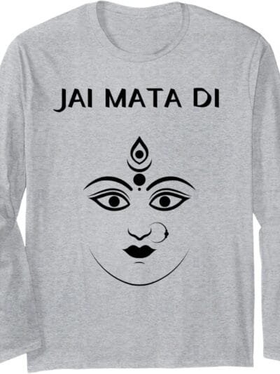 Durga Mata, Navratri Indian Goddess Face Jai Mata Di Pooja Long Sleeve T-Shirt (Japan)