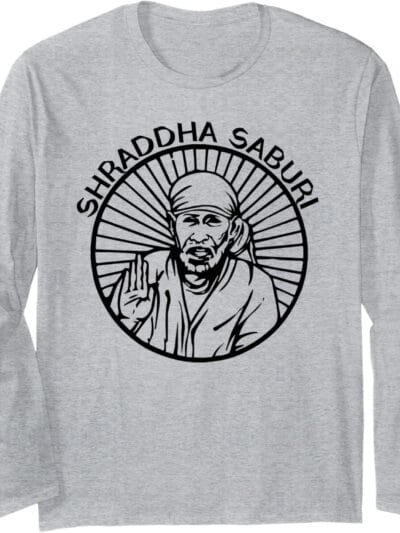 Sai Baba of Shirdi Blessing God Hindu Pooja Shraddha Saburi Long Sleeve T-Shirt (UK)