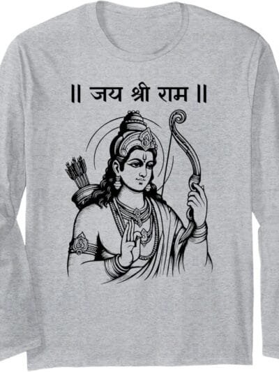Rama, Ram, Diwali Shree Ram Hindu Temple Jai Shree Ram Hindi Long Sleeve T-Shirt (UK)