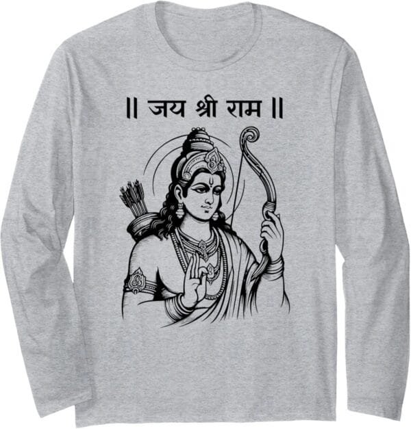 Rama, Ram, Diwali Shree Ram Hindu Temple Jai Shree Ram Hindi Long Sleeve T-Shirt (UK)