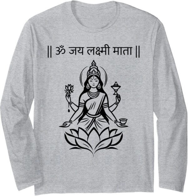 Laxmi Mata, Diwali Goddess Om Jai Lakshmi Mata Sanskrit Puja Long Sleeve T-Shirt (Italy)