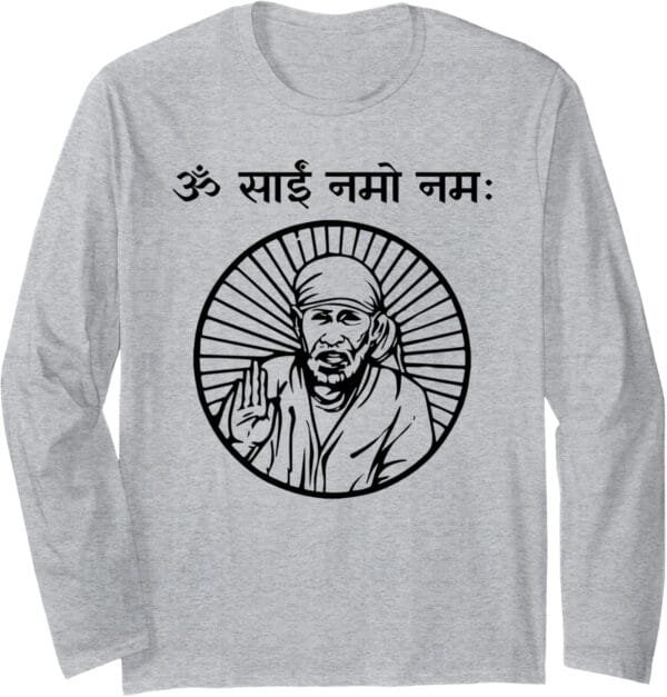 Sai Baba of Shirdi Blessing God  Om Sai Namo Namaha Sanskrit Long Sleeve T-Shirt (Japan)