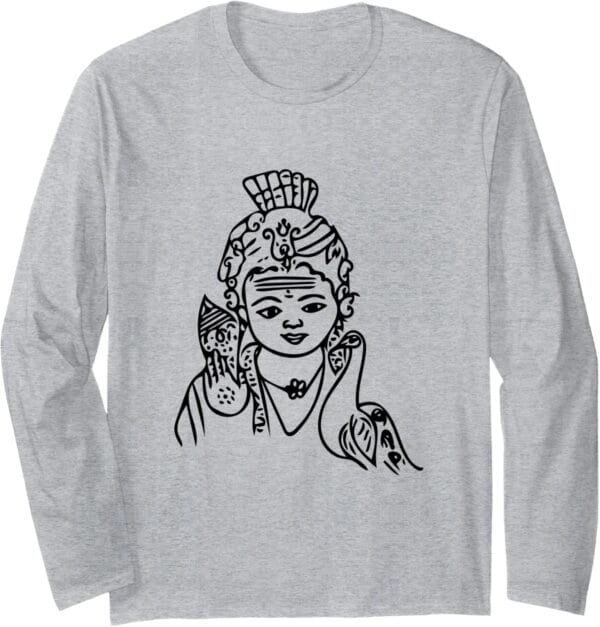 Murugan, Kartikeya Hindu God Temple Pooja Long Sleeve T-Shirt (USA)