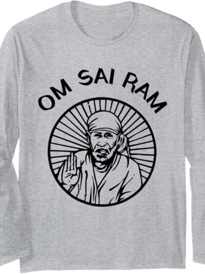 Sai Baba of Shirdi Blessing God Hindu Temple Puja Om Sai Ram Long Sleeve T-Shirt (France)