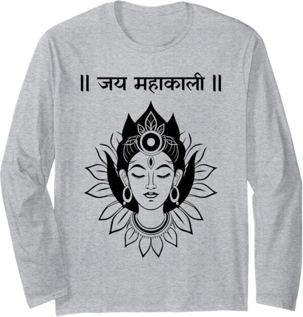 Kali Mata, Navratri Hindu-Göttin Jai Mahakali Sanskrit Puja Long Sleeve T-Shirt (Germany)