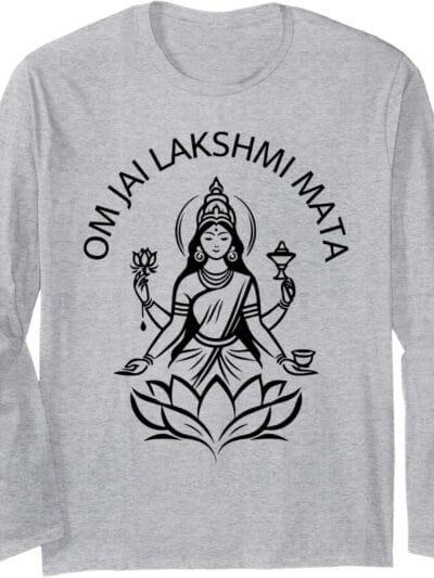 Laxmi Mata, Diwali Indian Goddess Om Jai Lakshmi Mata Pooja Long Sleeve T-Shirt (Spain)