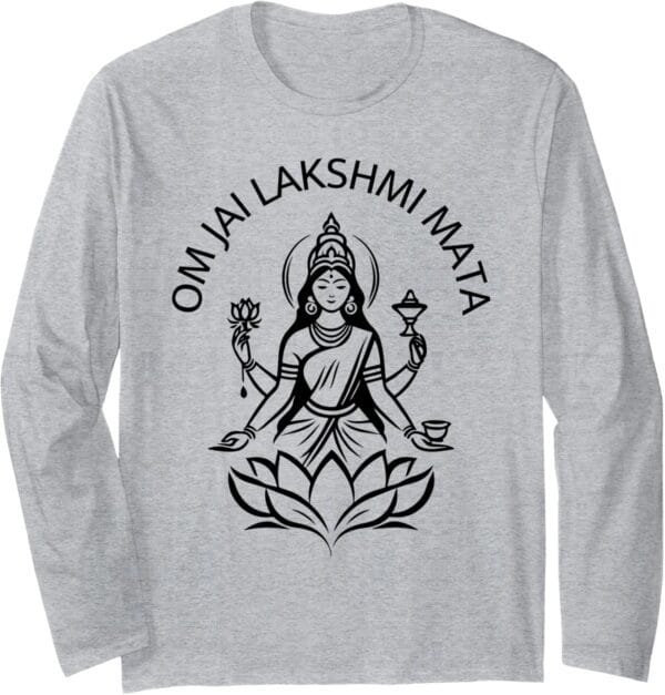 Laxmi Mata, Diwali Indian Goddess Om Jai Lakshmi Mata Pooja Long Sleeve T-Shirt (Spain)