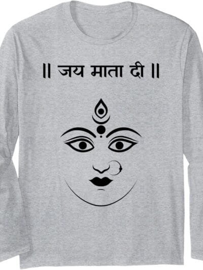 Durga Mata, Navratri Indian Goddess Jai Mata Di Hindi Pooja Long Sleeve T-Shirt (Italy)
