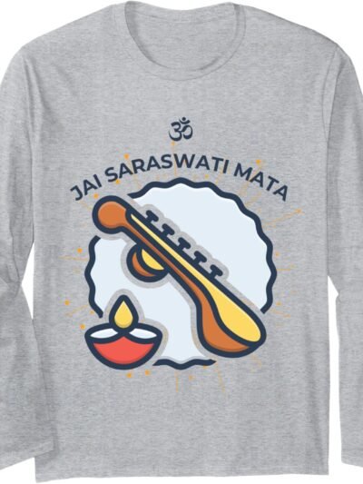 Hindu Wedding Gift for Indian Artists Om Jai Saraswati Mata Long Sleeve T-Shirt (Spain)