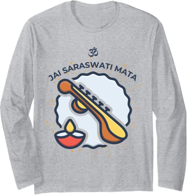 Hindu Wedding Gift for Indian Artists Om Jai Saraswati Mata Long Sleeve T-Shirt (Spain)