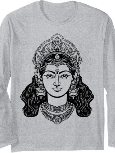 Parvati Mata, Navratri Dea Indù Viso Pooja Long Sleeve T-Shirt (Italy)