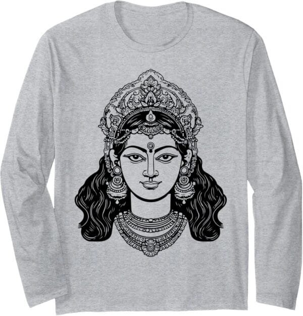 Parvati Mata, Navratri Dea Indù Viso Pooja Long Sleeve T-Shirt (Italy)