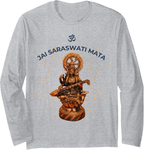 Regalo de boda hindú para artistas indios Om Jai Saraswati Mata Long Sleeve T-Shirt (Spain)