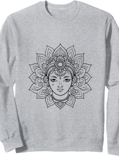 Laxmi Mata, Diwali Hindu Goddess Face Navratri Pooja Sweatshirt (USA)