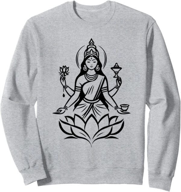 Laxmi Mata, Diwali Indian Goddess on Lotus Flower Hindu Puja Sweatshirt (Japan)