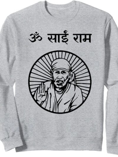 Sai Baba of Shirdi Blessing God Temple Puja Om Sai Ram Hindi Sweatshirt (USA)