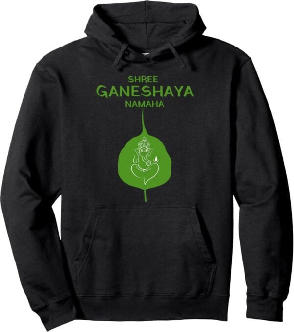 Ganapati, Ganesh, Shree Ganeshaya Namaha on Leaf Puja Hoodie (Japan)
