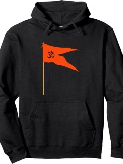 Hinduism Om Saffron Orange Flag, Sacred Pooja Hindu Temple Hoodie (France)