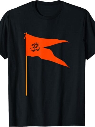 Hinduism Om Saffron Orange Flag, Sacred Pooja Hindu Temple T-Shirt (USA)