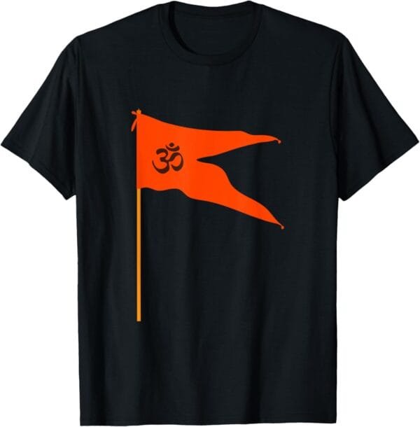 Hinduism Om Saffron Orange Flag, Sacred Pooja Hindu Temple T-Shirt (USA)