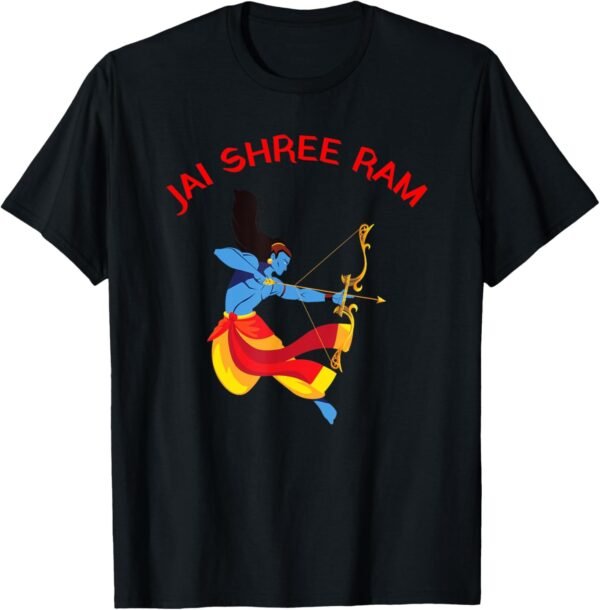 Rama, Ram, Diwali Bow Jai Shree Ram Hindu God Pooja T-Shirt (USA)