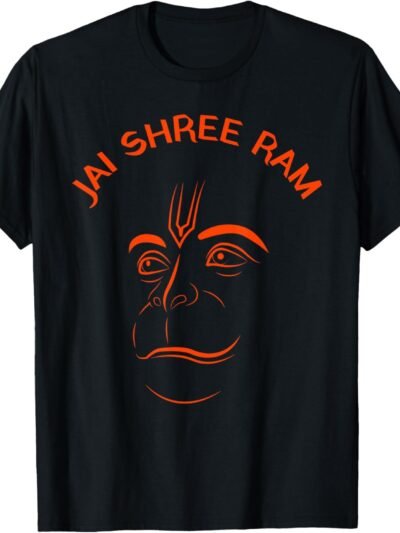 Hanuman, Bajrang Bali, Hindu God Face Pooja Jai Shree Ram T-Shirt (USA)