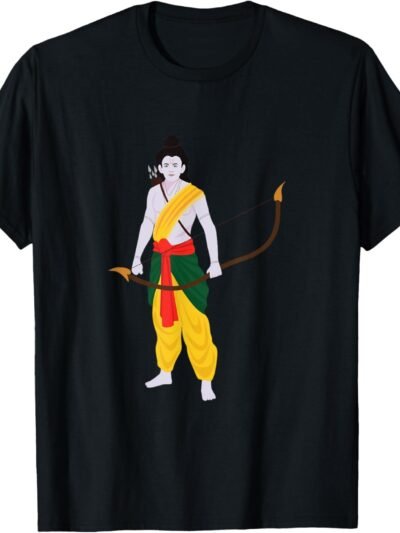Rama, Ram, Diwali Standing With Bow And Arrow Hindu God Puja T-Shirt (USA)