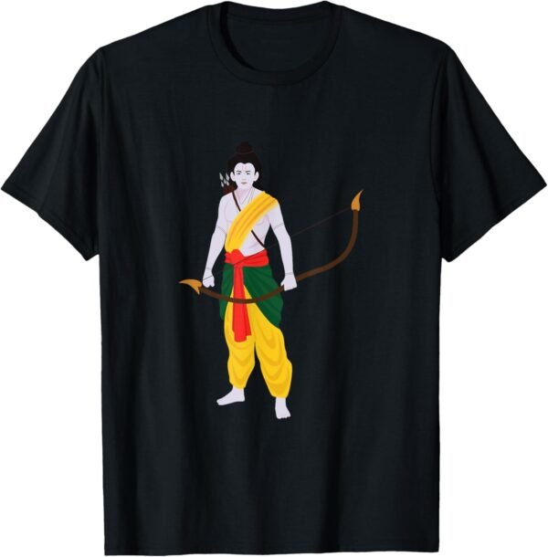 Rama, Ram, Diwali Standing With Bow And Arrow Hindu God Puja T-Shirt (USA)