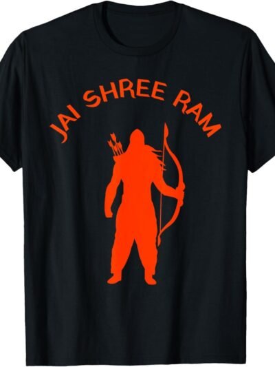 Rama, Ram, Diwali Silhouette Jai Shree Ram Hindu God Pooja T-Shirt (USA)