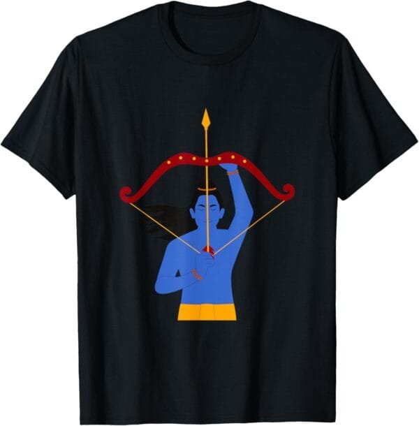Rama, Ram, Diwali Posing With Bow And Arrow Hindu God Pooja T-Shirt (USA)