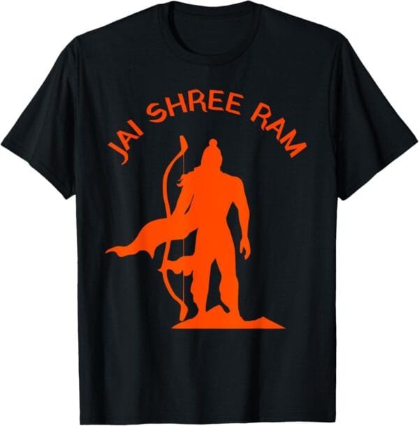 Rama, Ram, Diwali Silhouette Jai Shree Ram Hindu God Pooja T-Shirt (USA)