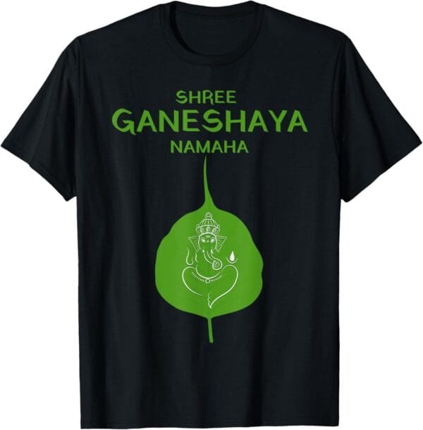 Ganapati, Ganesh, Shree Ganeshaya Namaha on Leaf Puja T-Shirt (Spain)