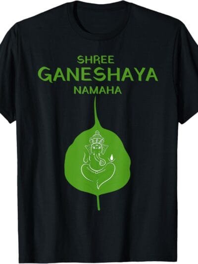 Ganapati, Ganesh, Shree Ganeshaya Namaha on Leaf Puja T-Shirt (Italy)