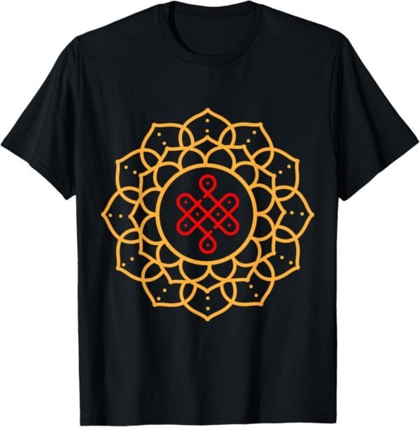 Diwali Pooja, Deepawali, Hindu Rangoli Mandala Art T-Shirt (UK)