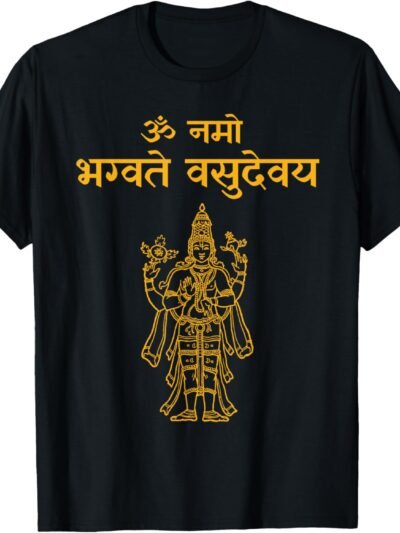 Vishnu, Narayana Om Namo Bhagvate Vasudevaya Sanskrit, Pooja T-Shirt (USA)