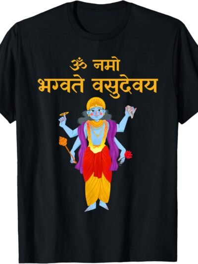 Vishnu, Narayana Om Namo Bhagvate Vasudevaya Sanskrit, Pooja T-Shirt (USA)