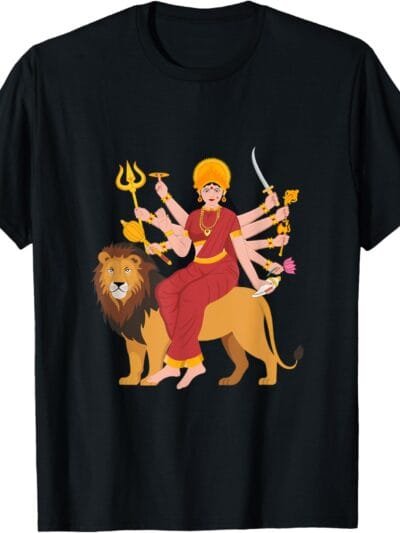 Durga Mata, Navratri Sherawali Maa Indian Goddess Hindu Puja T-Shirt (USA)