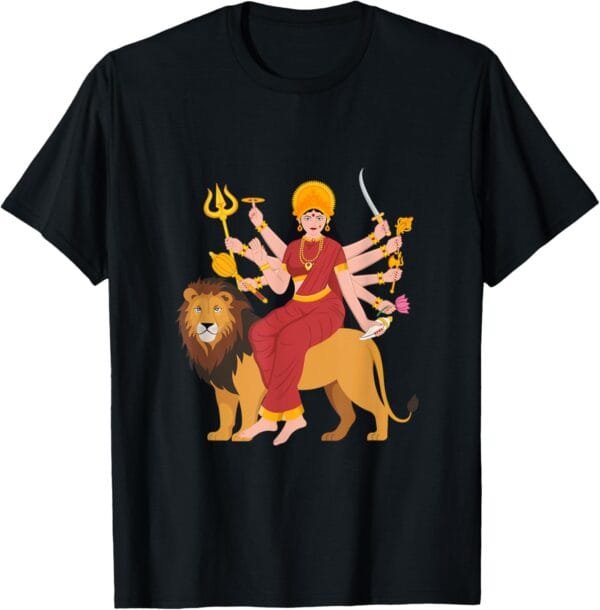 Durga Mata, Navratri Sherawali Maa Indian Goddess Hindu Puja T-Shirt (USA)