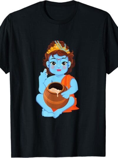 Krishna Janmashtami Baby Krishna Eating Butter Pooja T-Shirt (USA)