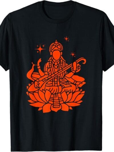 Laxmi Mata, Diwali Lakshmi Ji On A Lotus Illustration, Pooja T-Shirt (USA)