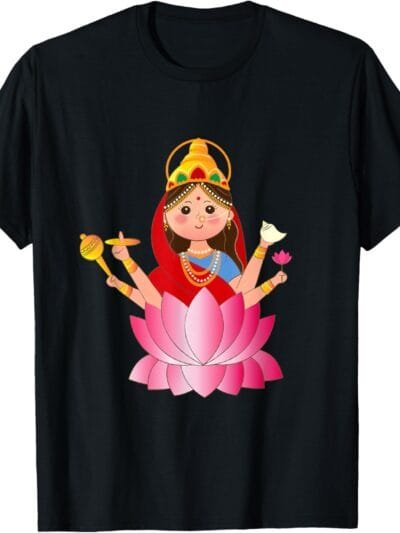 Navratri, Shailputri Mata On Lotus Pooja T-Shirt (USA)