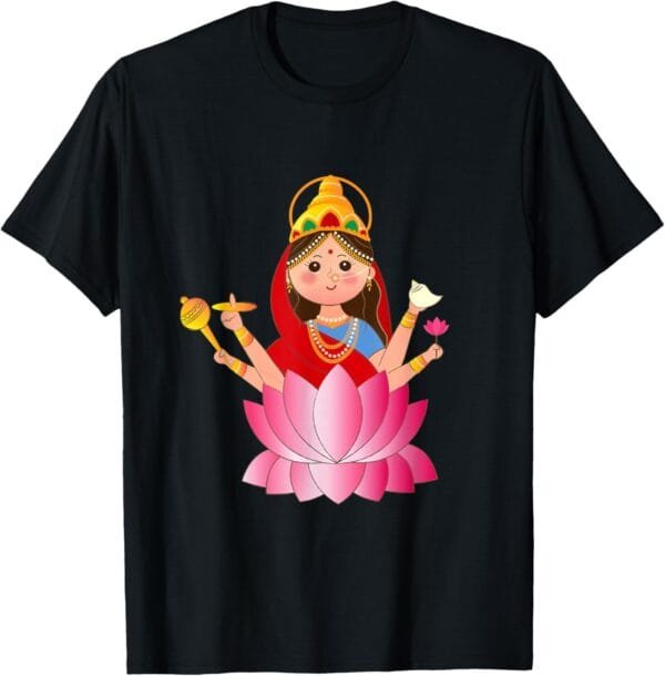 Navratri, Shailputri Mata On Lotus Pooja T-Shirt (USA)