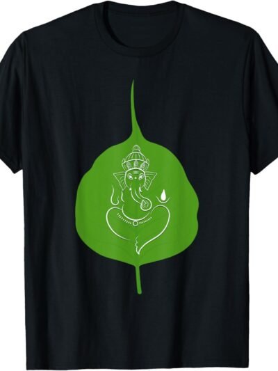 Ganapati, Ganesh, on Leaf Ganeshotsav Puja T-Shirt (USA)