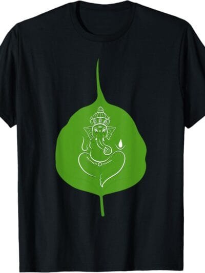 Ganapati, Ganesh, on Leaf Ganeshotsav Puja T-Shirt (Spain)