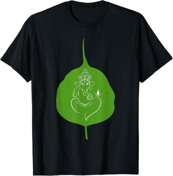 Ganapati, Ganesh, on Leaf Ganeshotsav Puja T-Shirt (Spain)
