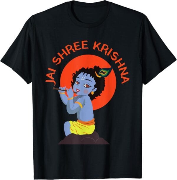 Krishna Janmashtami Baby Krishna Jai Shree Krishna Pooja T-Shirt (USA)