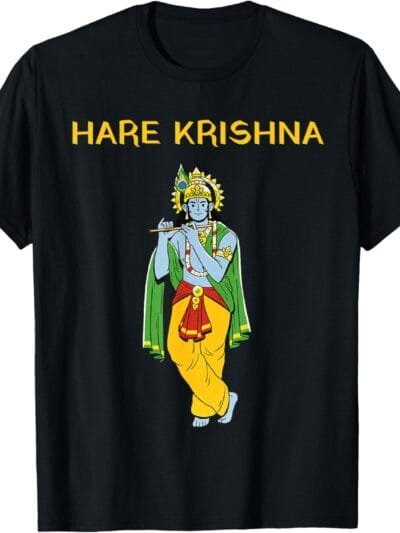Krishna Janmashtami Playing Flute Hare Krishna Pooja T-Shirt (USA)