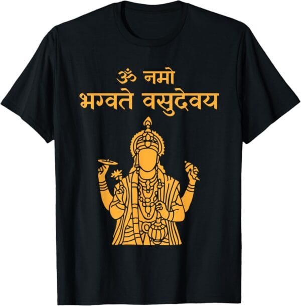 Vishnu, Narayana Om Namo Bhagvate Vasudevaya Sanskrit Pooja T-Shirt (USA)
